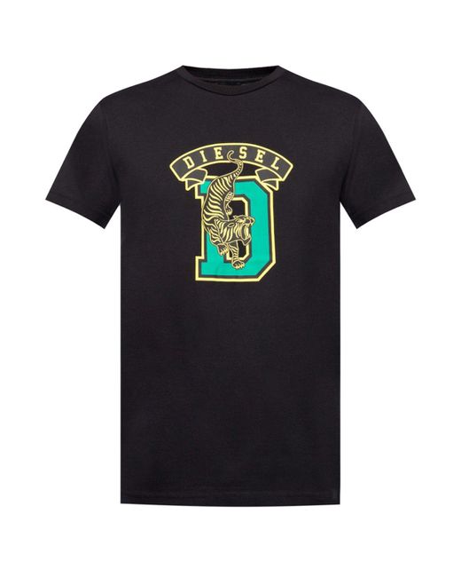 DIESEL Black Logo-printed T-shirt for men