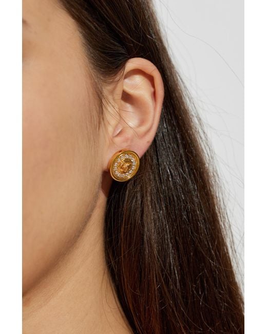 Versace Metallic Earrings With Shimmering Crystals
