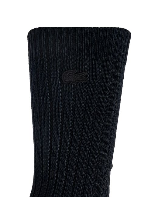 LACOSTE RUNWAY Black Socks With Logo Patch