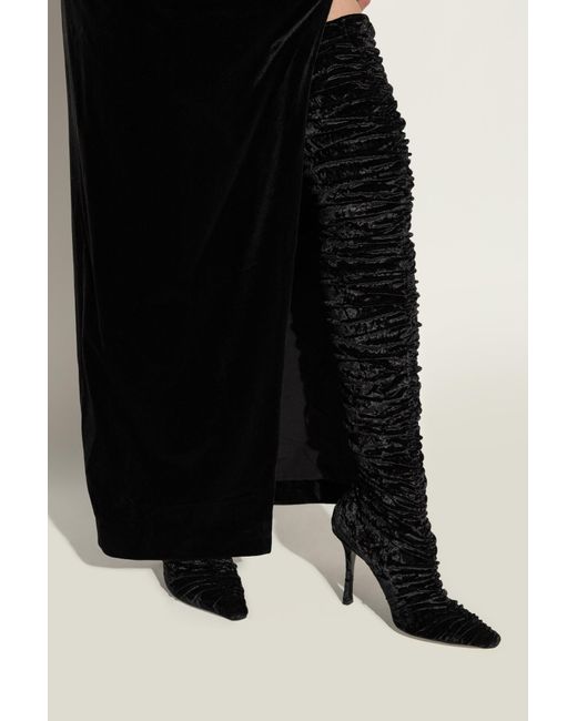 Jimmy Choo Black Velvet Heeled Boots Lotta