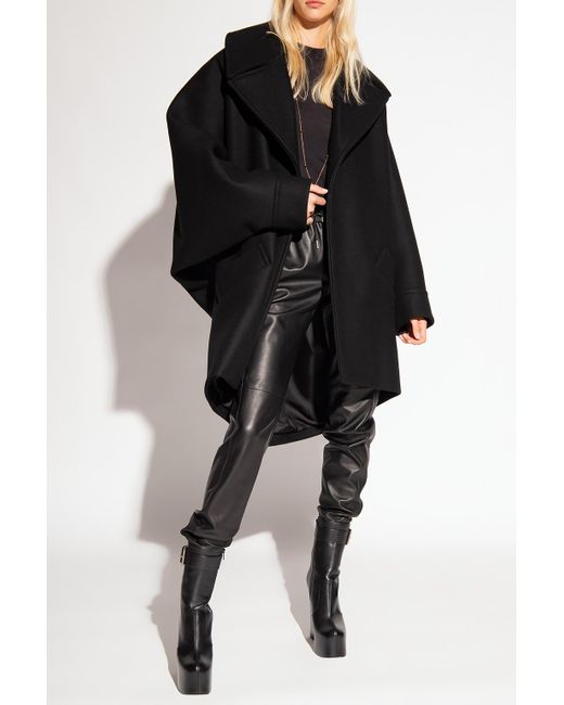 Saint Laurent Wool Oversize Coat in Black | Lyst UK
