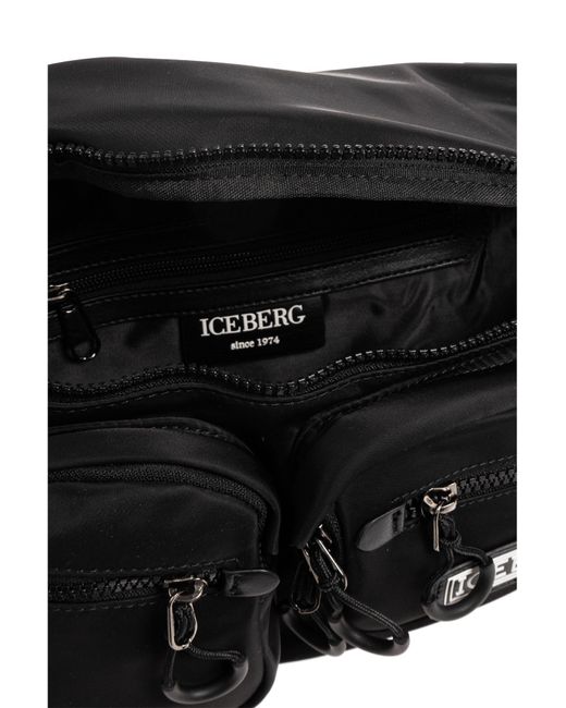 Iceberg Black Belt Bag, for men