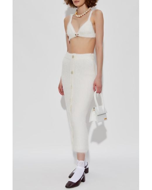Alessandra Rich White Wool Bra
