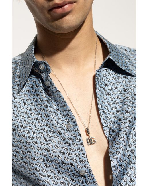 Dolce & Gabbana Blue Pendant With Logo for men
