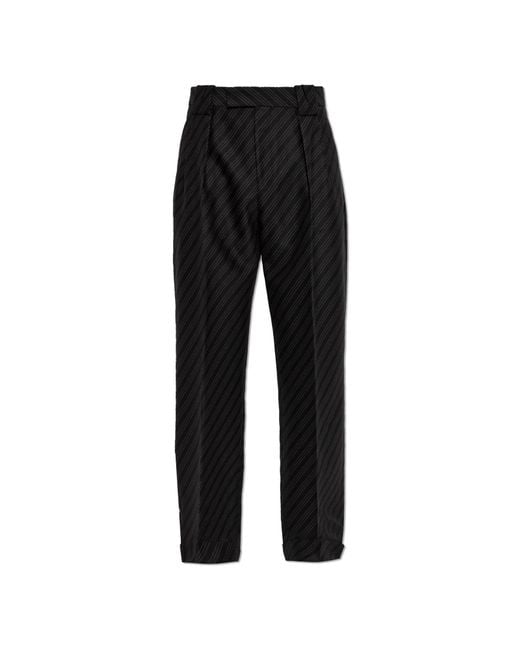 Versace Black Wool Pleated Trousers for men