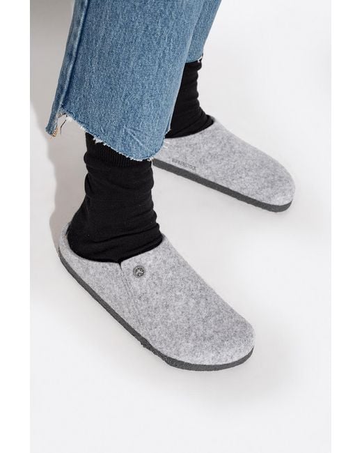 Birkenstock Gray 'Zermatt Rivet' Felt Slides