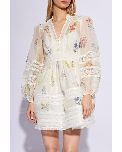 Zimmermann White Short Dress With Puffy Sleeves