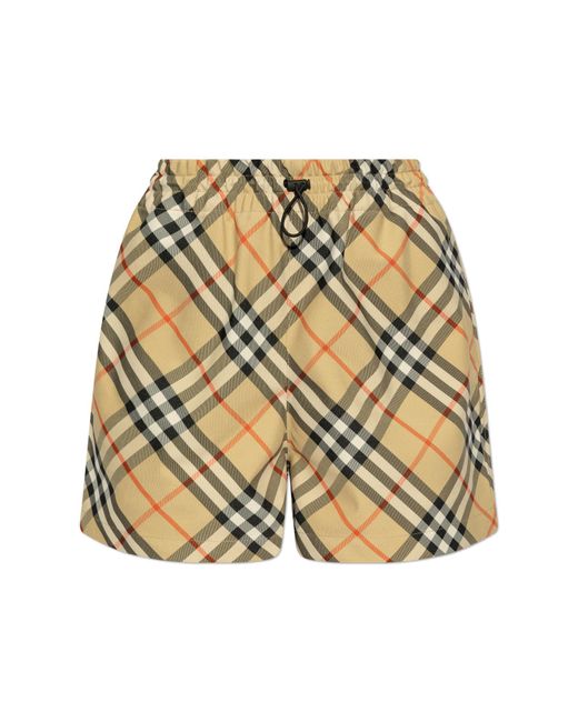 Burberry Metallic Shorts With Check Pattern