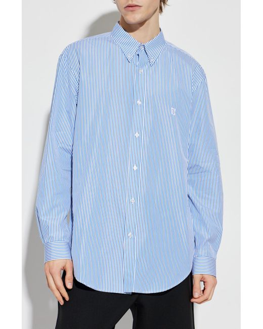 Balmain Blue Striped Pattern Shirt for men