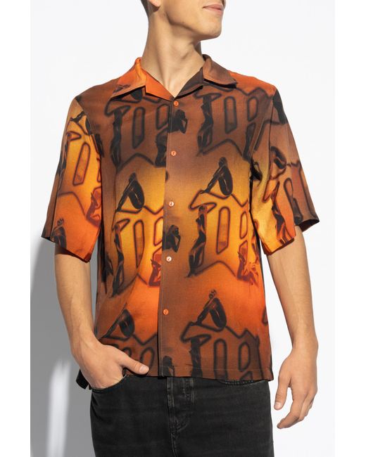 M I S B H V Orange Shirt With Monogram, for men