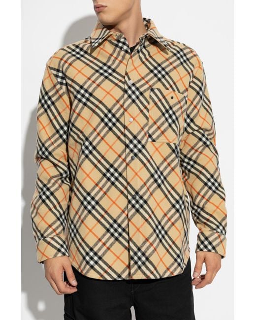 Burberry Natural Shirt With Check Pattern for men