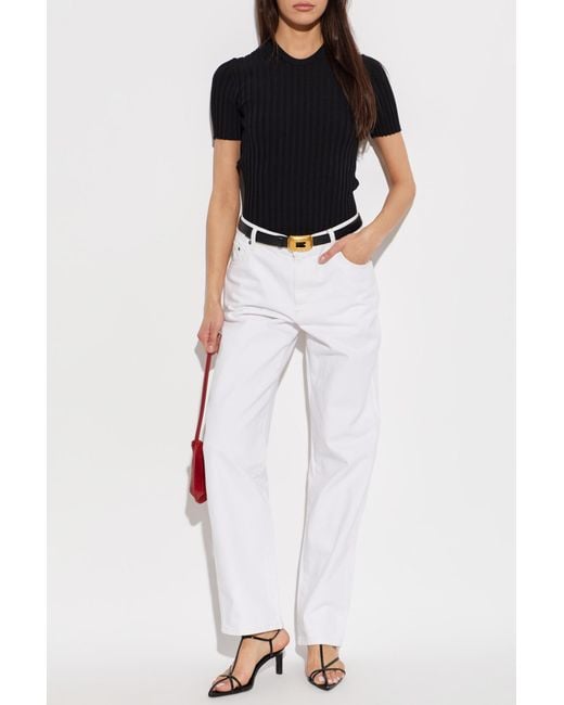 AMI Black Pleated Top