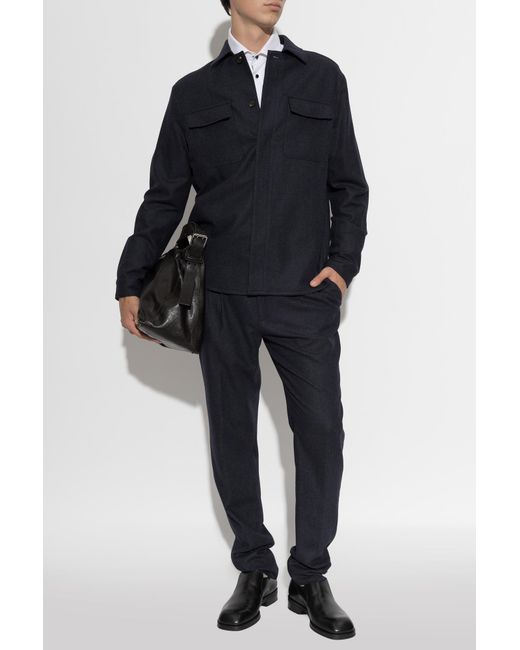 Eleventy Blue Wool Set: Jacket And Trousers for men