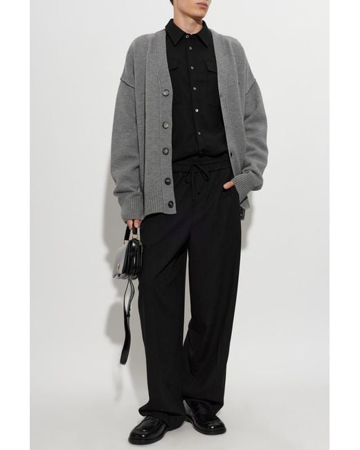 AMI Black Wool Shirt With Pockets for men