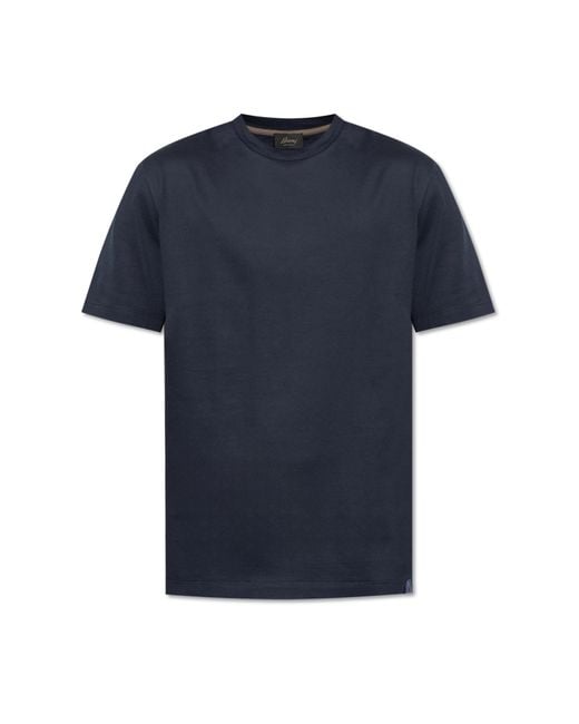Brioni Blue T-Shirt With Patch for men