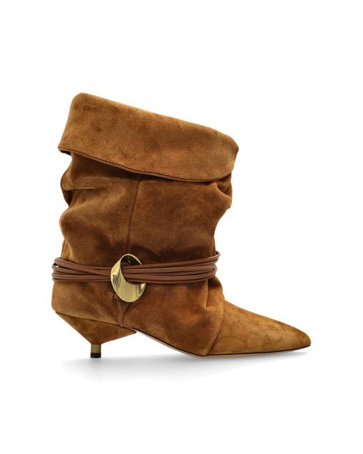Isabel Marant Brown Suede Heeled Ankle Boots 'Edrika'
