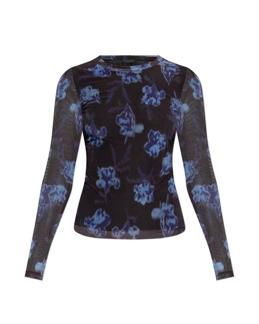 Rag & Bone Blue Floral Motif Top