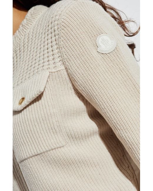 Moncler Natural Cardigan With A Down Back