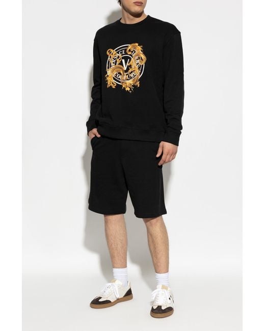 Versace Jeans Couture Black Sweatshirt With Printed Logo for men