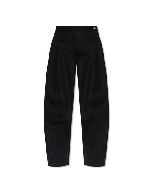 Versace Black Cotton Trousers With Seam Detail On The Legs