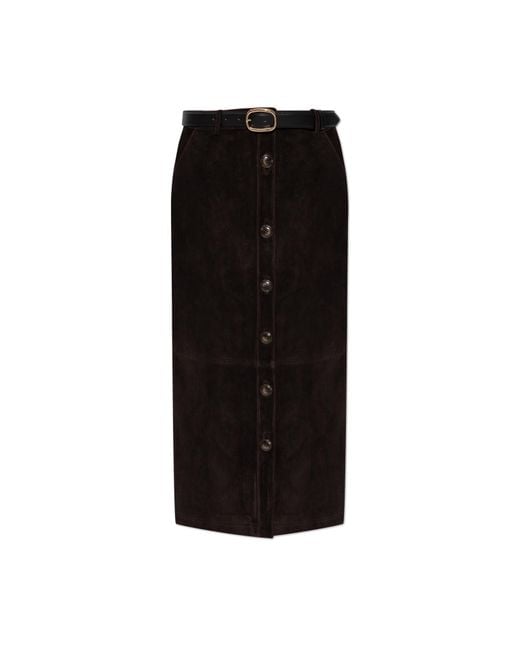 Self-Portrait Black Suede Skirt With Belt