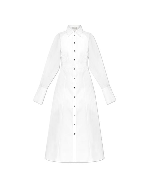 Blumarine White Dress With Decorative Pleating