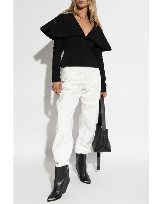 Jil Sander White Jeans With Decorative Finish