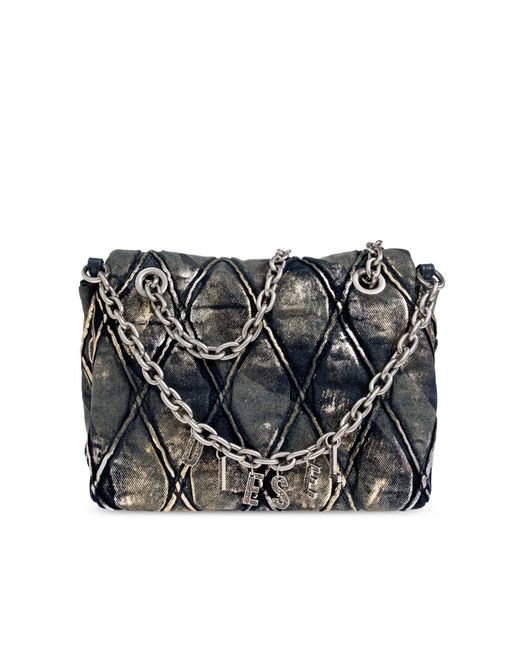 DIESEL Black 'Charm-D Shoulder M' Bag