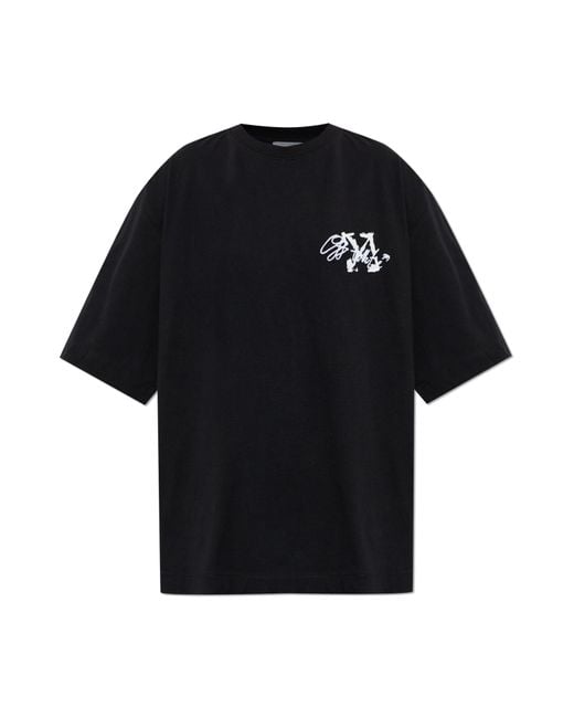 Off-White c/o Virgil Abloh Black T-Shirt With Embroidered Logo