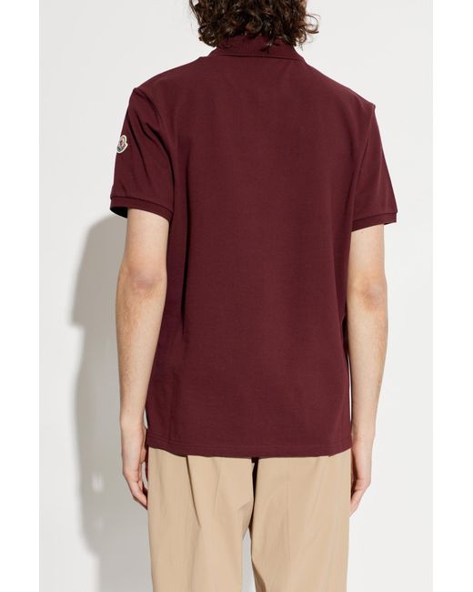 Moncler Red Polo With Logo Patch for men