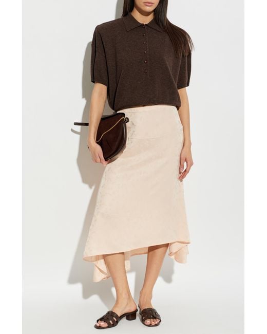 Victoria Beckham White Asymmetrical Skirt With Floral Motif