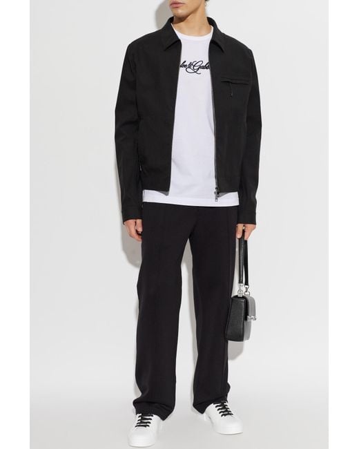 Dolce & Gabbana White T-Shirt With Embroidered Logo for men