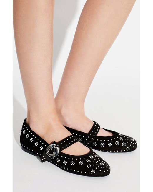 Coperni Black Suede Ballet Flats With Embellishments