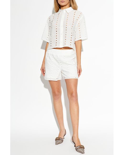 Anine Bing White "Kam" Shorts