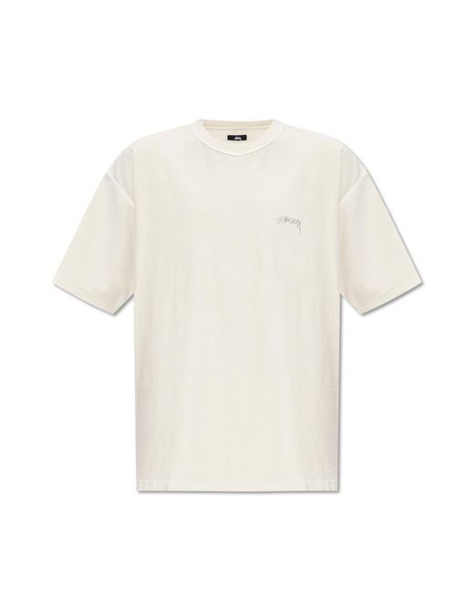 Stussy White T-shirt With Inside-out Effect, for men