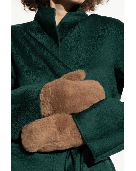 Max Mara Green Futrzane Gloves