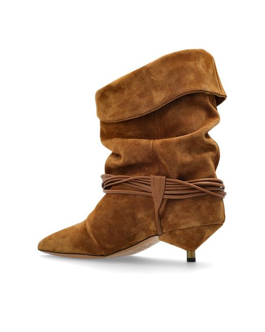 Isabel Marant Brown Suede Heeled Ankle Boots 'Edrika'