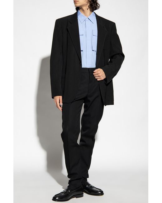 McQueen Black Wool Pleat-front Trousers for men