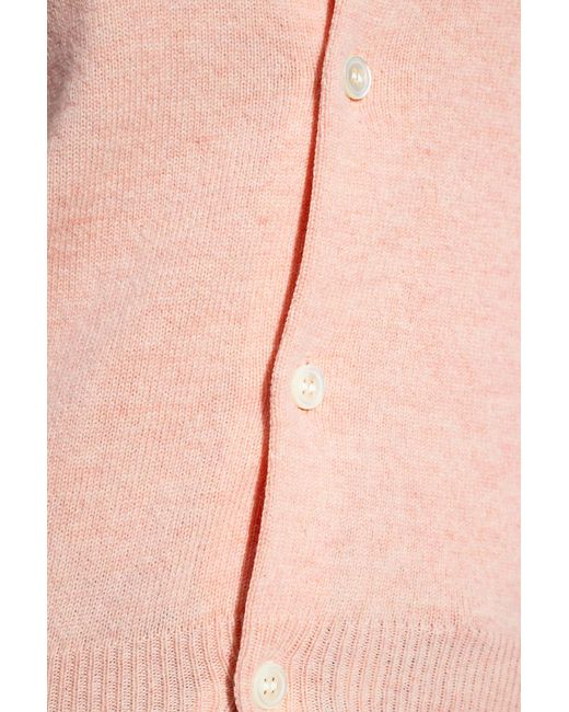 COMME DES GARÇONS PLAY Pink Wool Cardigan With Logo