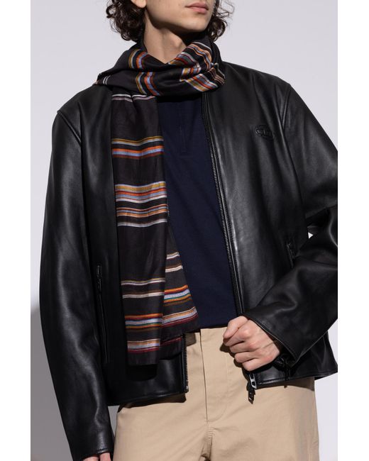 Paul Smith Black Scarf With Stripe Pattern for men