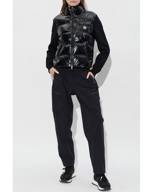 Moncler Black Cardigan With A Down Front