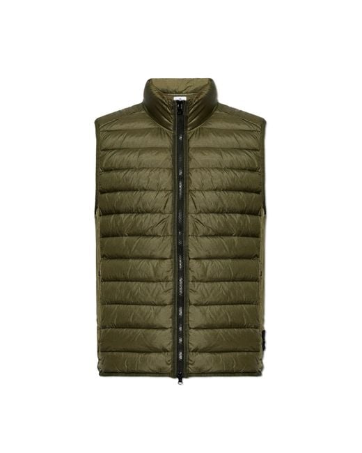 Stone Island Green Vest With A Stand-up Collar, for men