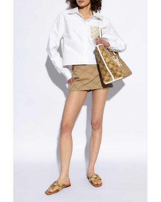 MCM White Monogram Slides