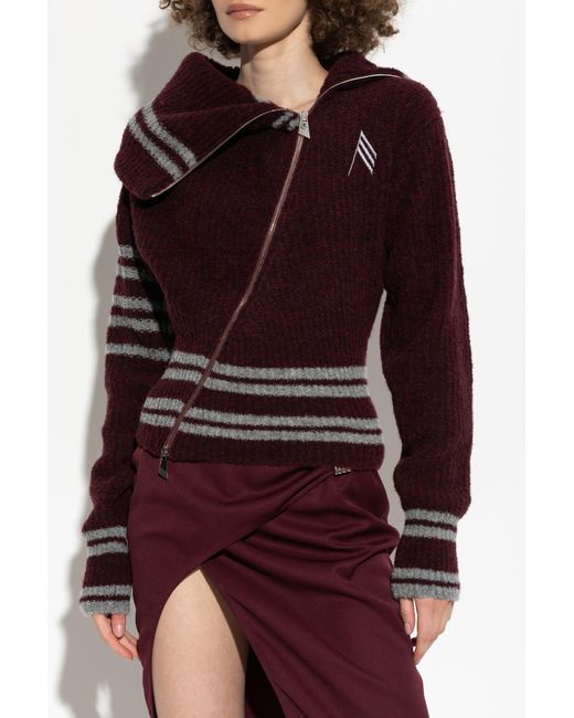 The Attico Red Cardigan With Stand-Up Collar