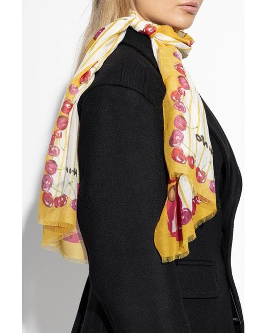 Moschino Orange Scarf With Print