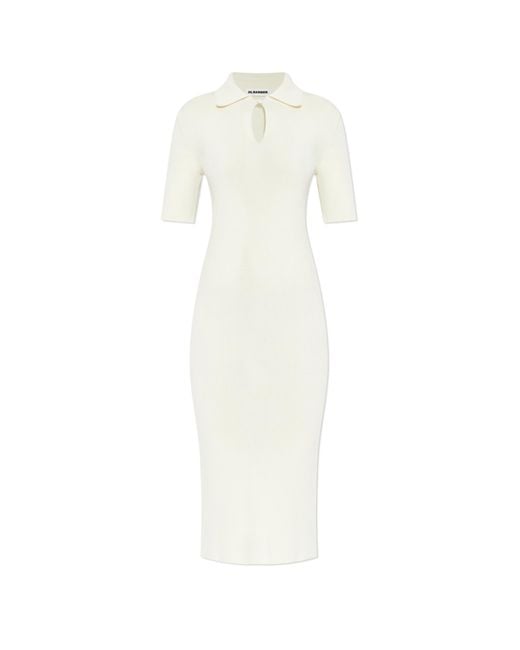 Jil Sander White Wool Polo Dress