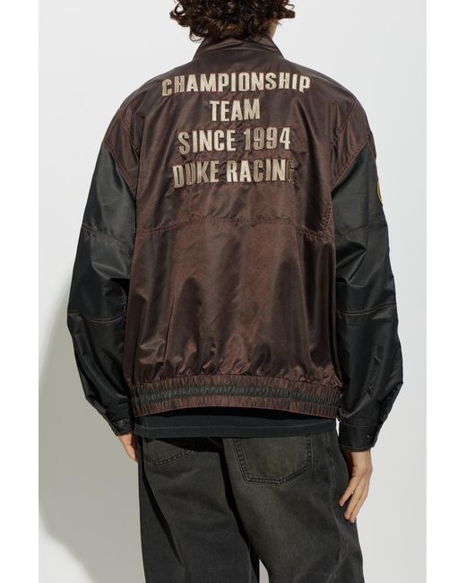 Duke & Dexter Black Patch-Embellished Bomber Jacket for men