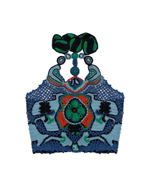 Etro Blue Turtleneck With Decorative Knit