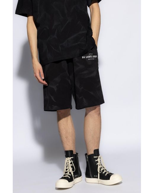 44 Label Group Black Cotton Shorts With Print, for men