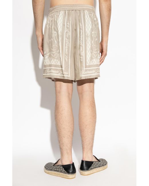 Balmain Natural Printed Shorts for men